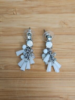 Elegant White Cluster Drop Earrings